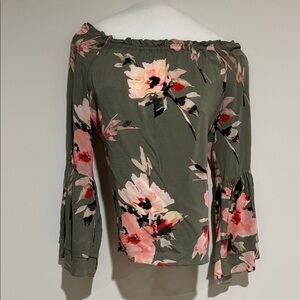 White House Black Market Floral Off-Shoulder Blouse